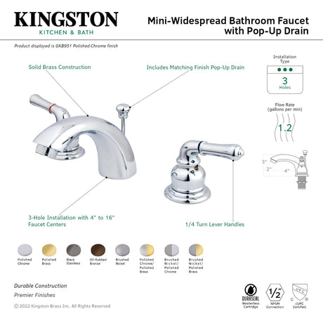 Kingston Brass GKB952 Magellan Mini-Widespread Bathroom Faucet, Polished Brass
