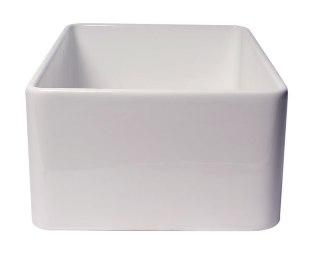 ALFI brand ABF3018 30" White Thin Wall Single Bowl Smooth Apron Fireclay Kitchen Farm Sink