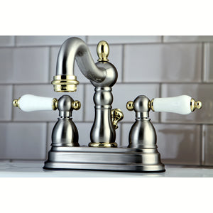 Kingston Brass KB1609PL Heritage 4 in. Centerset Bathroom Faucet, Brushed Nickel/Polished Brass