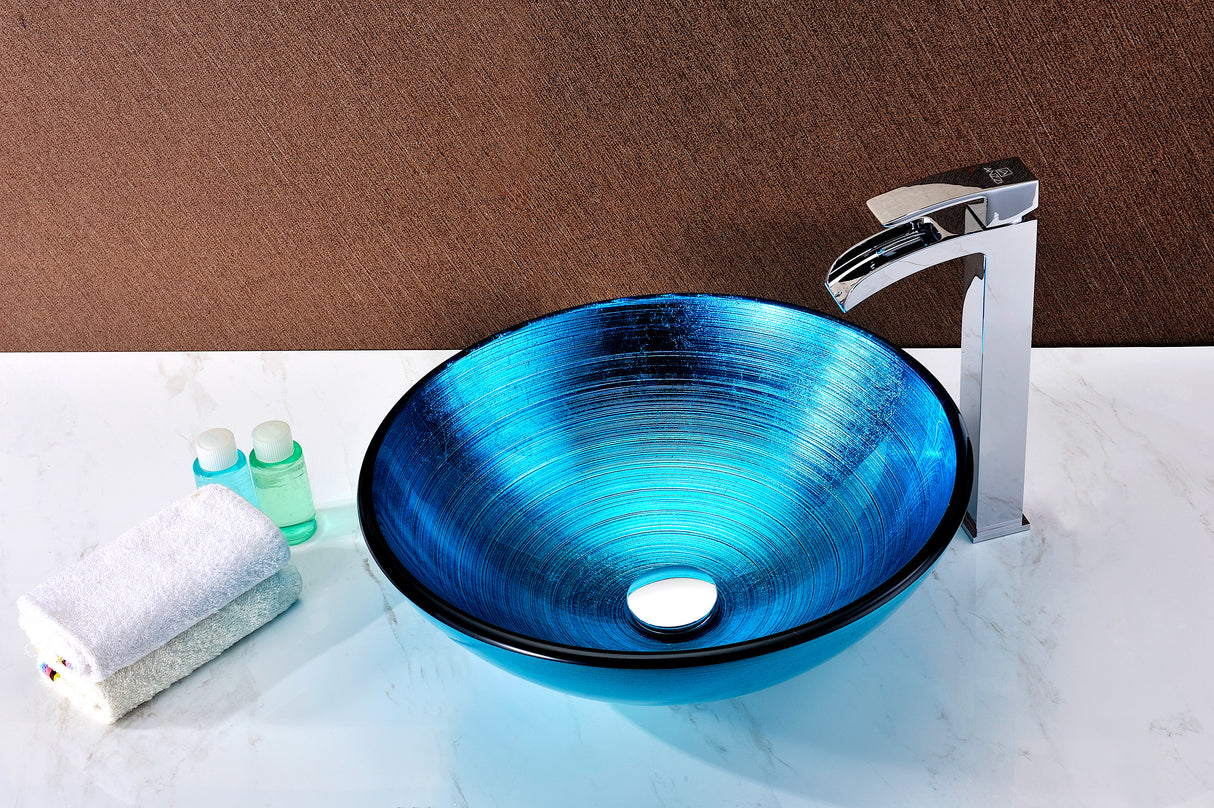 ANZZI LS-AZ045 Enti Series Deco-Glass Vessel Sink in Lustrous Blue