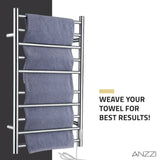 ANZZI TW-WM104CH Crete 10-Bar Stainless Steel Wall Mounted Towel Warmer Rack with Polished Chrome Finish