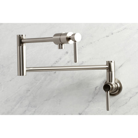 Kingston Brass KS4108DL Concord Wall Mount Pot Filler, Brushed Nickel