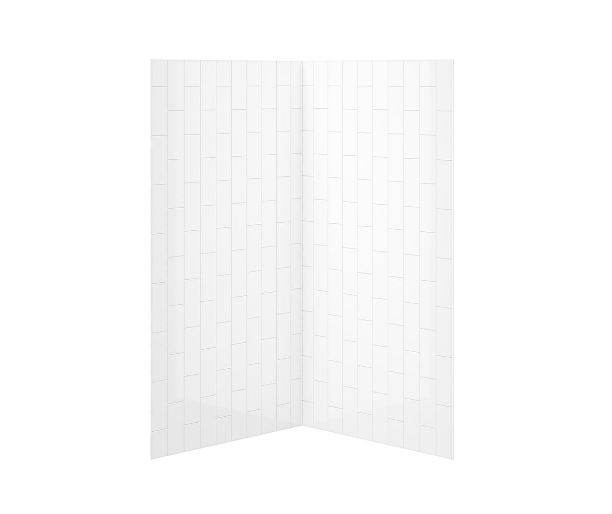 MAAX 107390-000-001 Universal 42 x 42 Acrylic Glue up Two-Piece Vertical Subway Corner Wall Kit in White