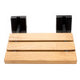 Black Matte 16" Wide Foldable Teak Shower Seat with Square Hardware