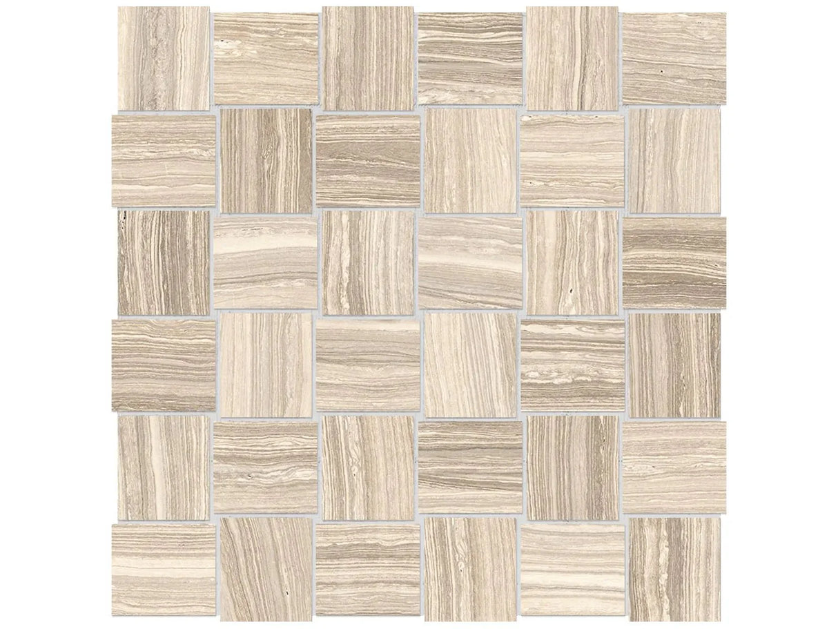 Anatolia Tile 2X2 Basketweave Eramosa Sand Matte Porcelain Mosaics. 1 Sheet = .96 Sq. Ft. 4501-0086-0 (69-234) Sand Basketweave 2x2 - premium natural stone mosaic tile from Anatolia Tile, available at PoshHaus showroom in Keene, NH