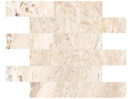 Anatolia Tile 2X6 Antico Sand Matte Porcelain Brick Mosaics. 1 Sheet = .96 Sq. Ft. 4501-0010-0 (63-468) Sand Brick 2x6 - premium natural stone mosaic tile from Anatolia Tile, available at PoshHaus showroom in Keene, NH