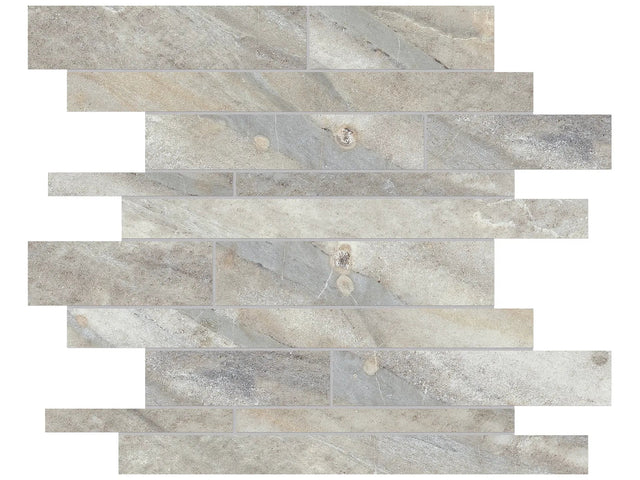 Anatolia Tile Evolution Sand Random Strip Matte Porcelain Mosaics. 1 Sheet = .96 Sq. Ft. 4501-0101.0 (69-201)  - premium natural stone mosaic tile from Anatolia Tile, available at PoshHaus showroom in Keene, NH