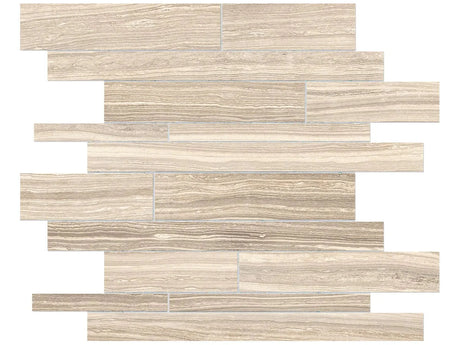 Anatolia Tile Eramosa Sand Random Strip Matte Porcelain Mosaics. 1 Sheet = .96 Sq. Ft. 4501-0091-0 (69-237) Sand Random Strip - premium natural stone mosaic tile from Anatolia Tile, available at PoshHaus showroom in Keene, NH