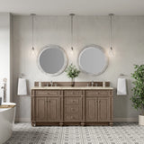 Bristol 72" Double Vanity, Whitewashed Walnut, w/ 3 CM Tajnar Eclos Top w/FreePower Wireless Charger