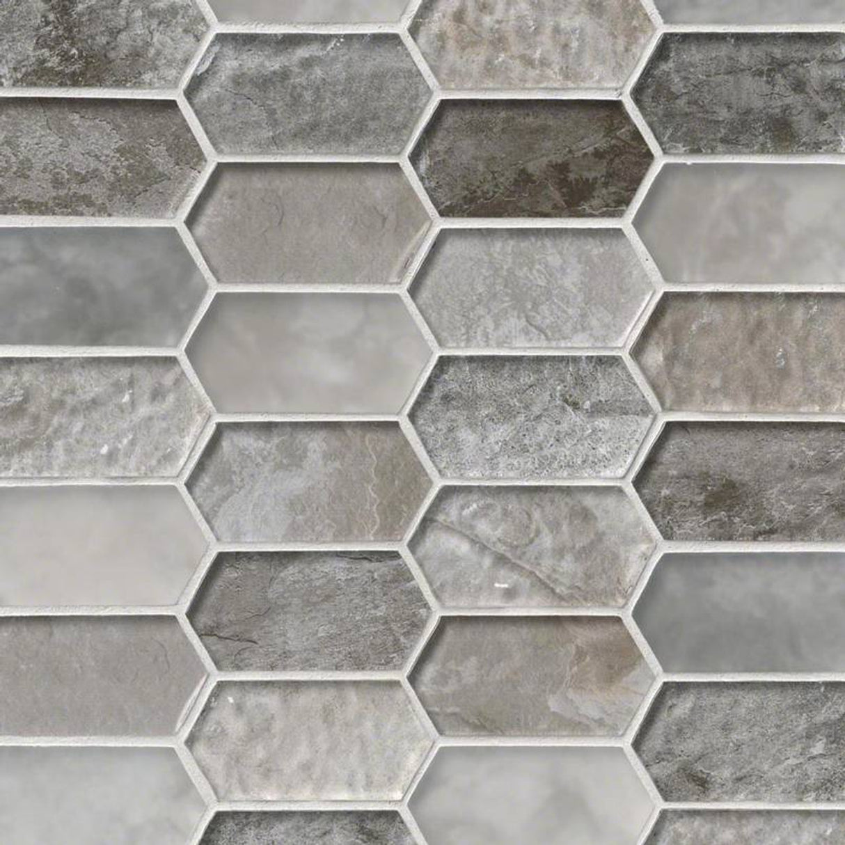 Savoy Picket Pattern 11.72x11.93 glass mesh mounted mosaic tile SMOT GLSPK SAVOY8MM product shot multiple tiles angle view