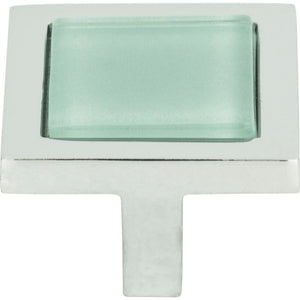Atlas Homewares Spa Green Square Knob 1 3/8 Inch Polished Chrome