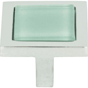 Atlas Homewares Spa Green Square Knob 1 3/8 Inch Polished Chrome