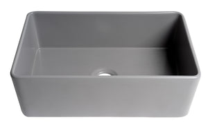 Gray Matte Smooth Apron 30" x 18" Single Bowl Fireclay Farm Sink