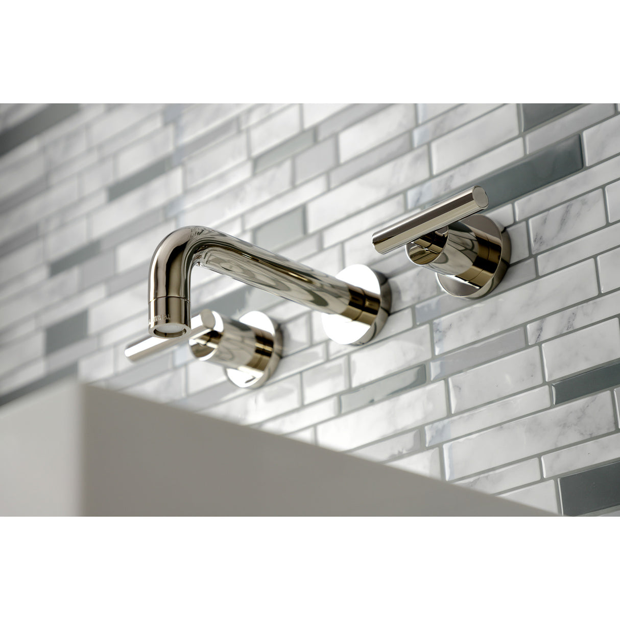 Kingston Brass KS8126CML Manhattan 2-Handle 8 in. Wall Mount Bathroom Faucet, Polished Nickel
