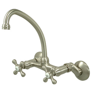 Kingston Brass KS214SN Kingston Two Handle Wall Mount Kitchen Faucet, Brushed Nickel
