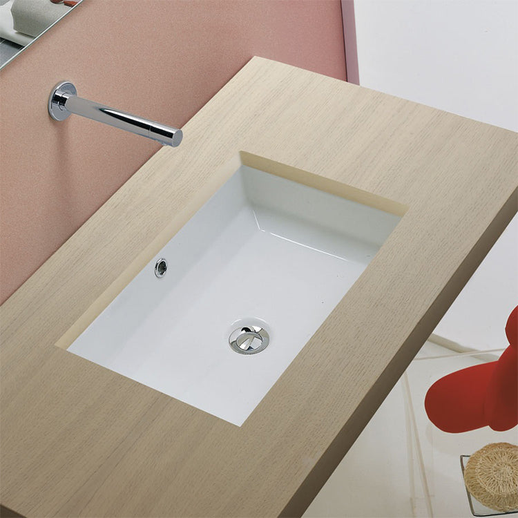 Rectangular White Ceramic Undermount Sink