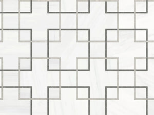 Utopio Schema Mist Honed W/ Polished Accents Natural Stone Waterjet Mosaic