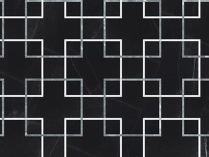 Utopio Schema Monochromo Polished W/ Honed Accents Natural Stone Waterjet Mosaic