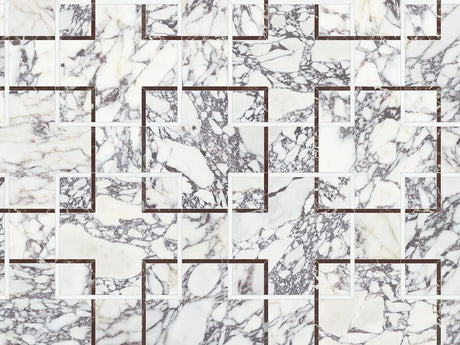 Anatolia Tile Utopio Schema Orchid Honed W/ Polished Accents Natural Stone Waterjet Mosaic 5001-0381-0 Schema Orchid - premium natural stone mosaic tile from Anatolia Tile, available at PoshHaus showroom in Keene, NH