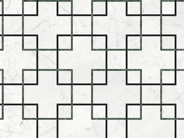 Anatolia Tile Utopio Schema Pine Honed W/ Polished Accents Natural Stone Waterjet Mosaic 5001-0380-0 Schema Pine - premium natural stone mosaic tile from Anatolia Tile, available at PoshHaus showroom in Keene, NH