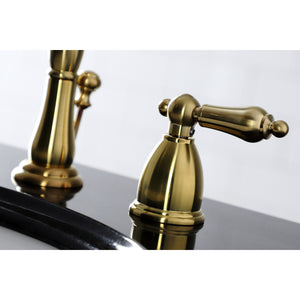 Kingston Brass KB1977AL Heritage Widespread Bathroom Faucet with Brass Pop-Up, Brushed Brass