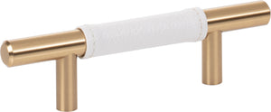 Atlas Homewares Zanzibar White Leather Pull 3 Inch (c-c) Warm Brass