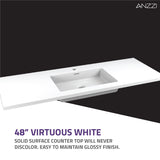 ANZZI VT-CT48-WH Conques 48 in W x 20 in H x 18 in D Bath Vanity in Rich White with Cultured Marble Vanity Top in White with White Basin