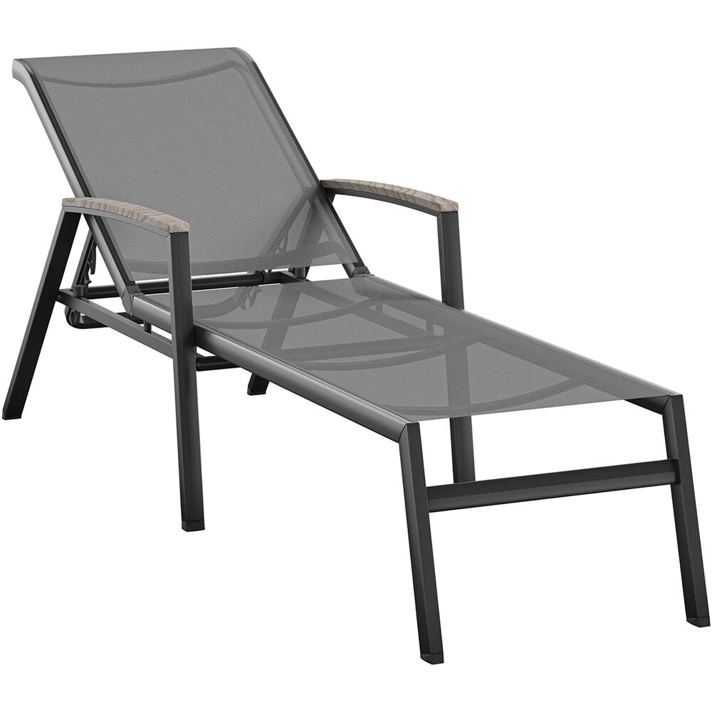 Hanover SEASIDECHS-GRY Seaside Alum Chaise Lounge with Fauxwood Arms