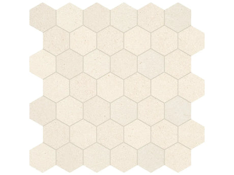 Anatolia Tile 2" Hex Serene Ivory Honed Limestone Mosaic 5001-0265-0 * 1 Sheet = .99 Sqft * Serene Ivory Hexagon 2" - premium natural stone mosaic tile from Anatolia Tile, available at PoshHaus showroom in Keene, NH