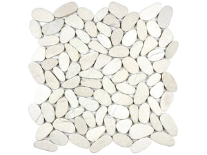 Anatolia Tile Zen Serenity Ivory Flat Matte Pebble Mosaics. 1 Sheet = 1 Sq. Ft. 5001-0223-0 (76-462) Serenity Ivory Flat Pebble - premium natural stone mosaic tile from Anatolia Tile, available at PoshHaus showroom in Keene, NH