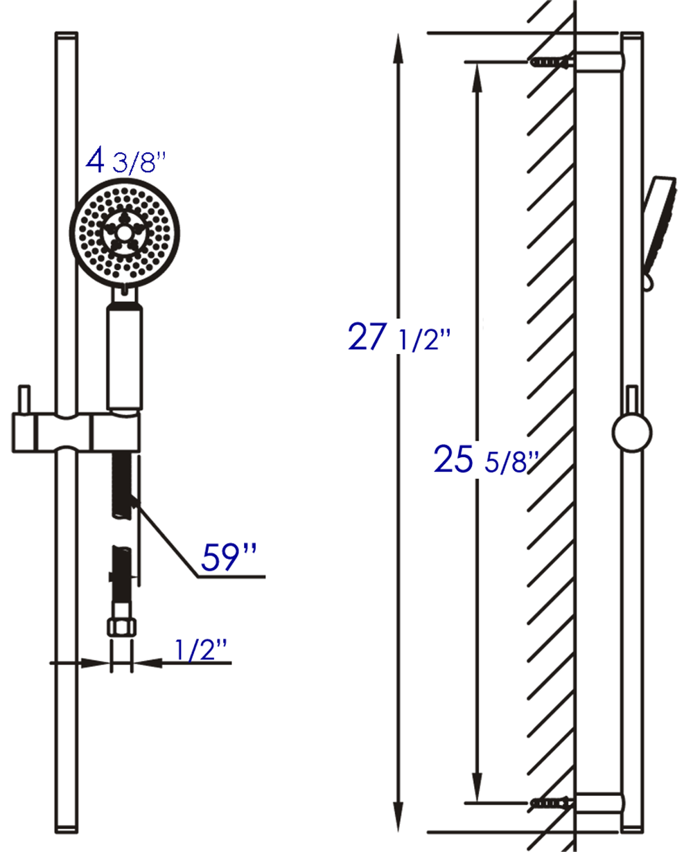 Black Matte Round Sliding Rail Hand Shower Set