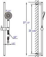 Black Matte Round Sliding Rail Hand Shower Set