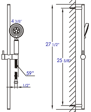 Black Matte Round Sliding Rail Hand Shower Set