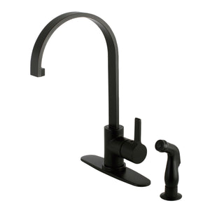 Gourmetier LS8710CTLSP Continental Single-Handle Kitchen Faucet with Side Sprayer, Matte Black