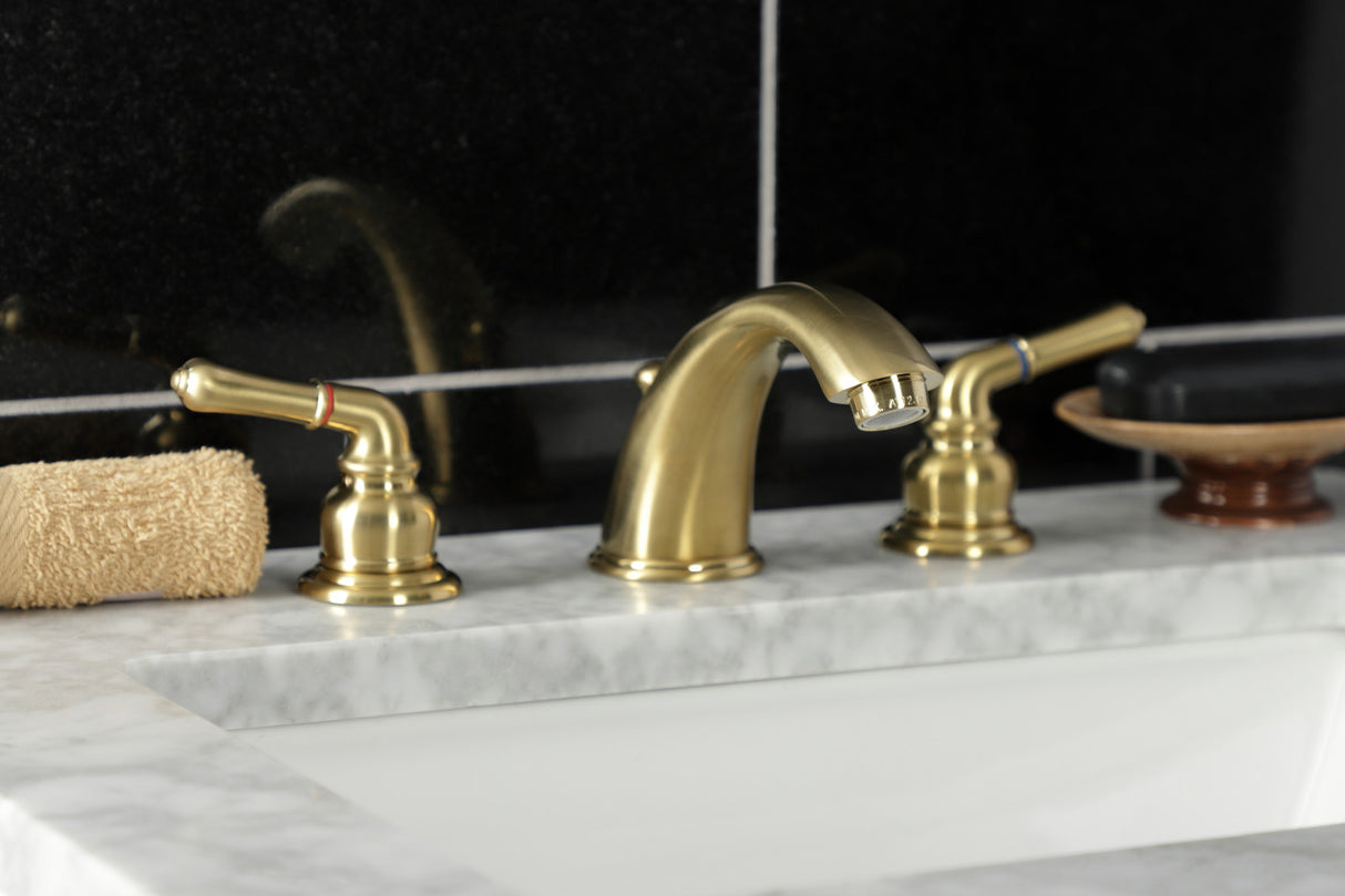 Kingston Brass KB967SB Magellan Widespread Bathroom Faucet with Retail Pop-Up, Brushed Brass