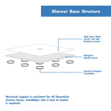 DreamLine Flex 36 in. D x 60 in. W x 76 3/4 in. H Semi-Frameless Shower Door in Brushed Nickel with Left Drain Base and Wall Kit