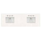 72" Double Top, 3 CM White Zeus Quartz w/ Sink