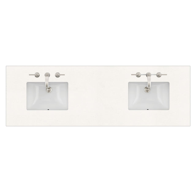 72" Double Top, 3 CM White Zeus Quartz w/ Sink