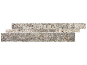 Anatolia Tile Travertine Silver Ash Stone Split Face Panel 73-359  - premium natural stone mosaic tile from Anatolia Tile, available at PoshHaus showroom in Keene, NH