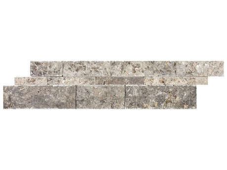 Anatolia Tile Travertine Silver Ash Stone Split Face Panel 73-359  - premium natural stone mosaic tile from Anatolia Tile, available at PoshHaus showroom in Keene, NH