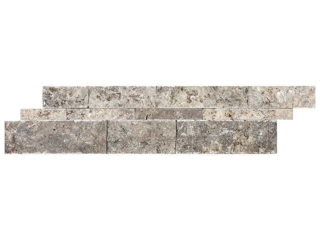 Anatolia Tile Travertine Silver Ash Stone Split Face Panel 73-359  - premium natural stone mosaic tile from Anatolia Tile, available at PoshHaus showroom in Keene, NH