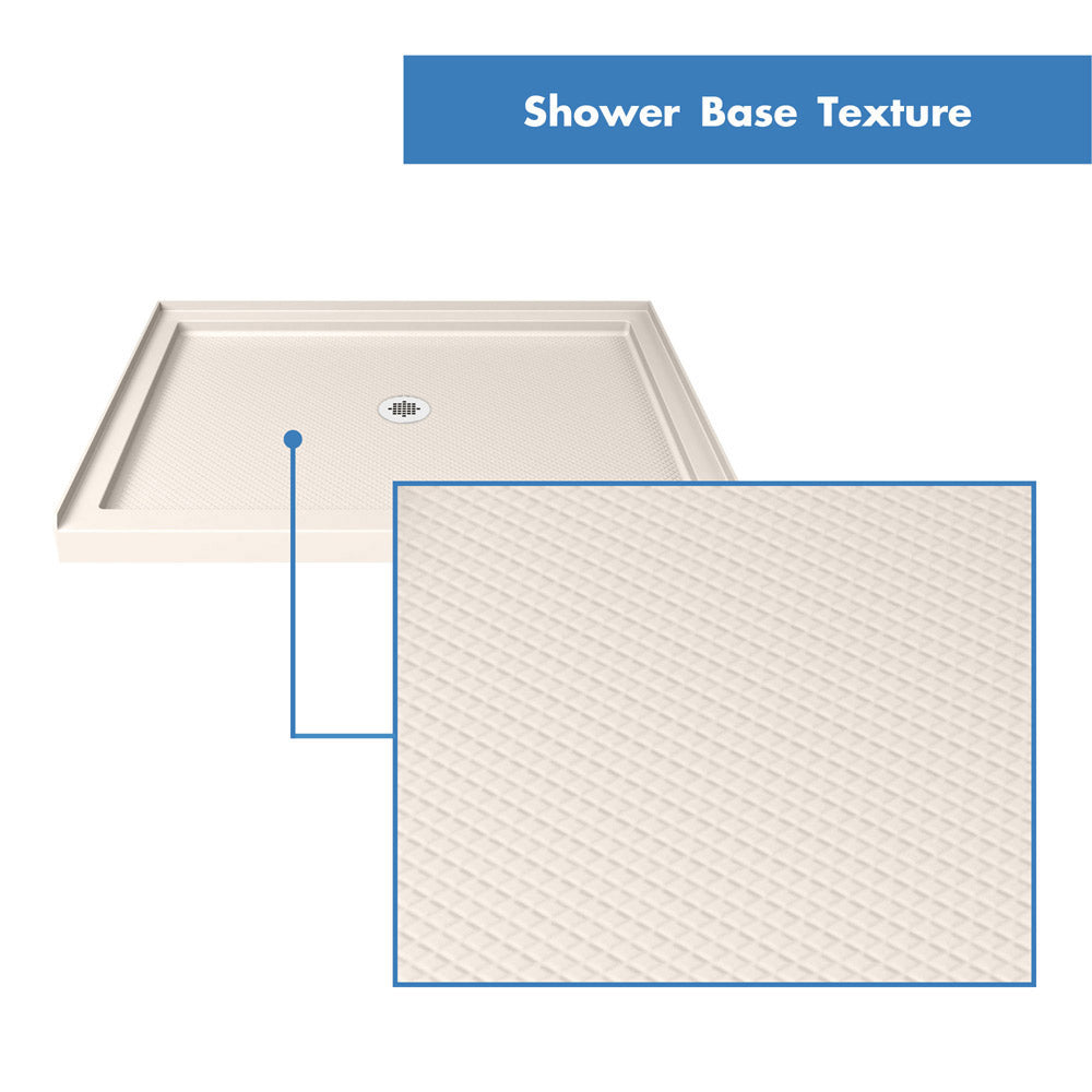 DreamLine Lumen 34 in. D x 42 in. W by 74 3/4 in. H Hinged Shower Door in Oil Rubbed Bronze with Biscuit Acrylic Base Kit
