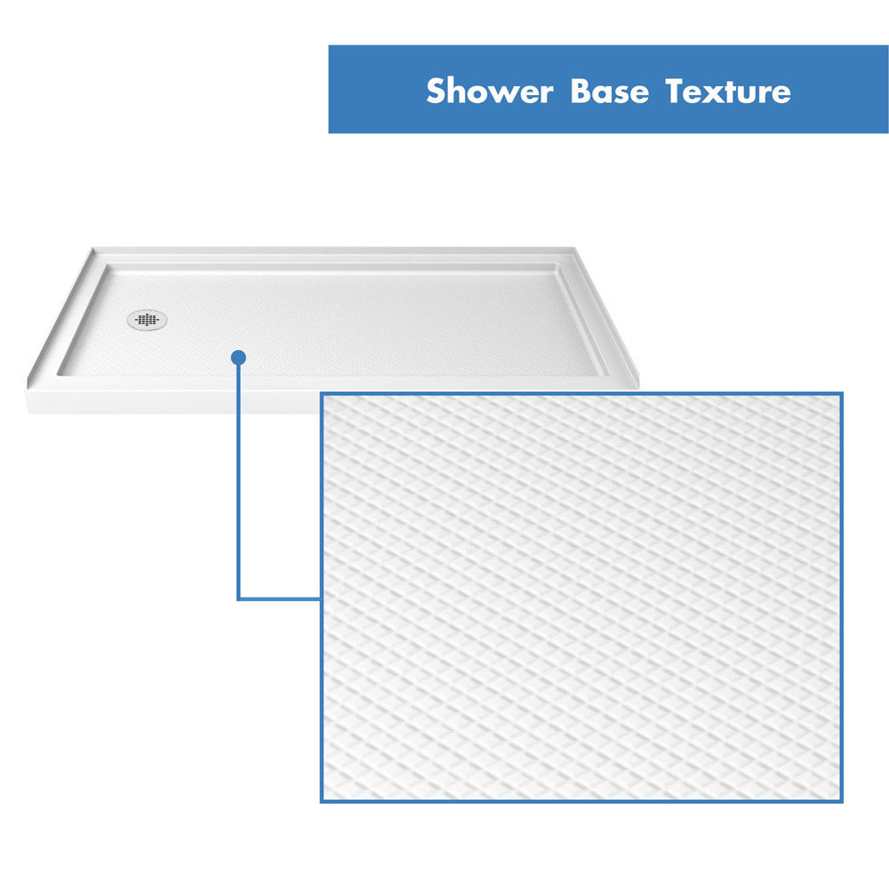 DreamLine SlimLine 30 in. D x 60 in. W x 2 3/4 in. H Left Drain Single Threshold Shower Base in White