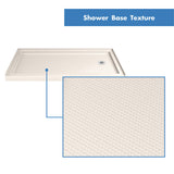 DreamLine Encore 32 in. D x 60 in. W x 78 3/4 in. H Bypass Shower Door in Brushed Nickel and Right Drain Biscuit Base Kit