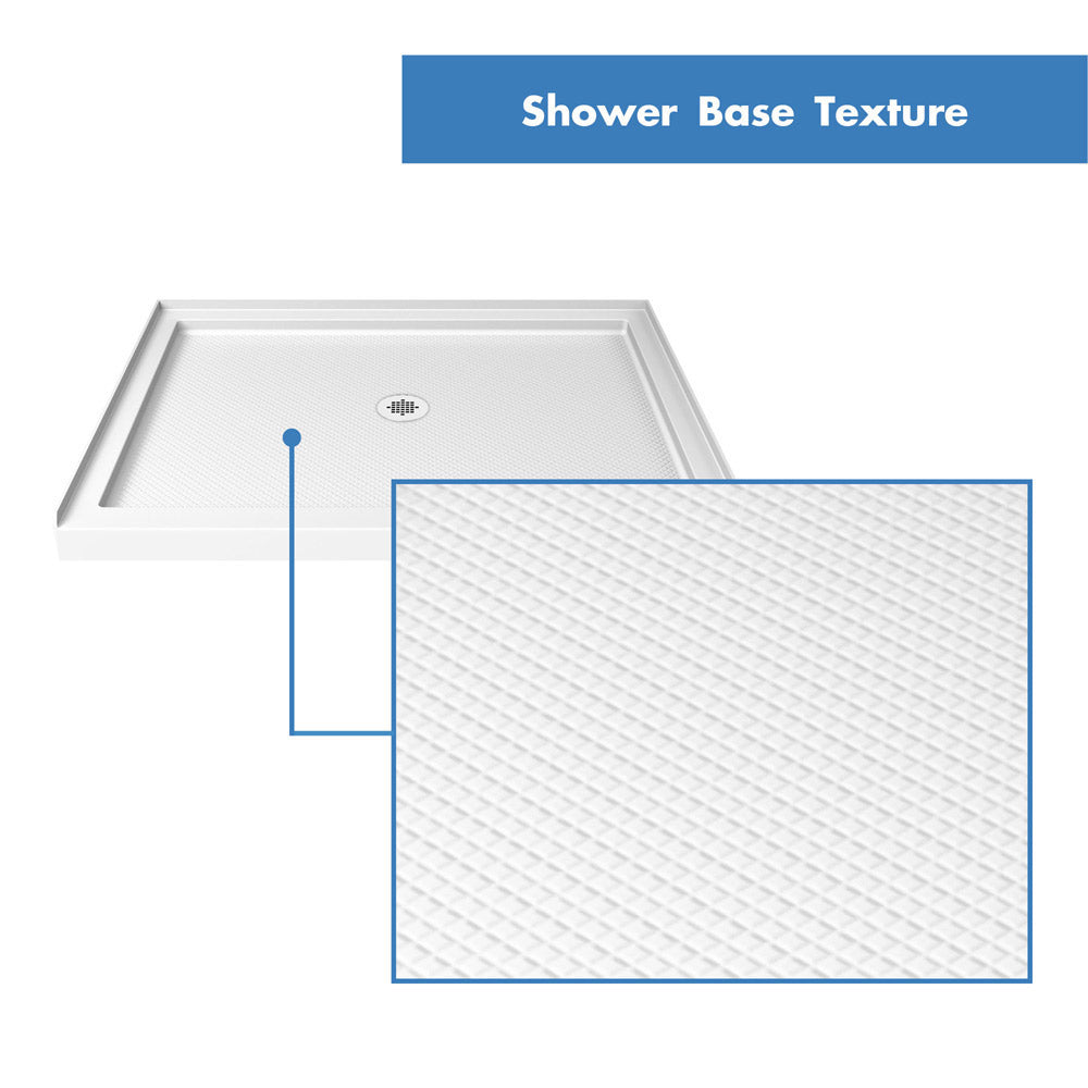 DreamLine Flex 32 in. D x 32 in. W x 78 3/4 in. H Pivot Shower Door, Base, and White Wall Kit in Chrome