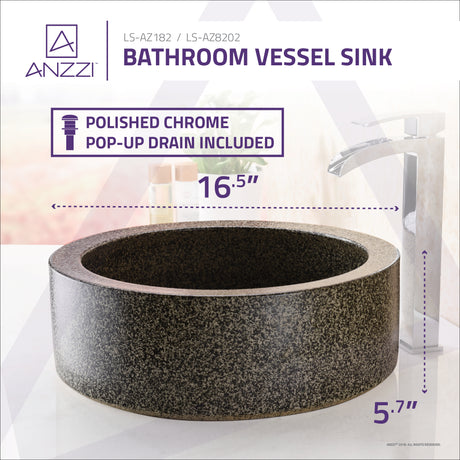 ANZZI LS-AZ8202 Black Iro Vessel Sink in Speckled Stone