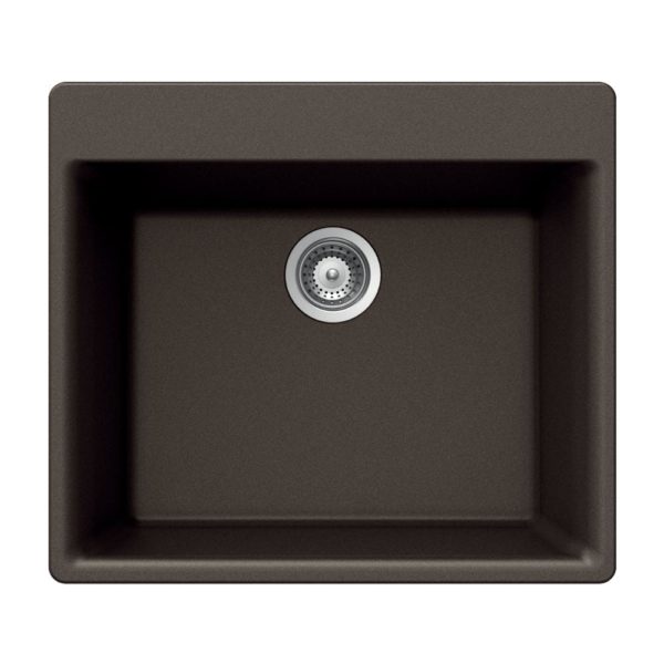 Hamat - SIO-2420ST-MO - Granite Topmount Single Bowl Kitchen Sink, Mocha