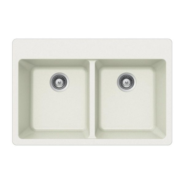 Hamat - SIO-3322DT-TA - Topmount 50/50 Double Bowl Kitchen Sink, Taupe