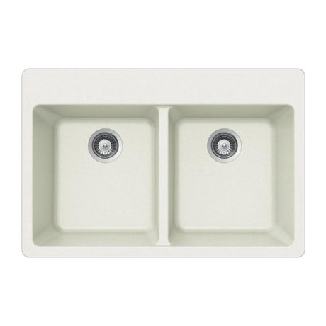 Hamat - SIO-3322DT-TA - Topmount 50/50 Double Bowl Kitchen Sink, Taupe