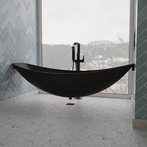 Black Matte Single Lever Floor Mounted Tub Filler Mixer w Hand Held Shower Head